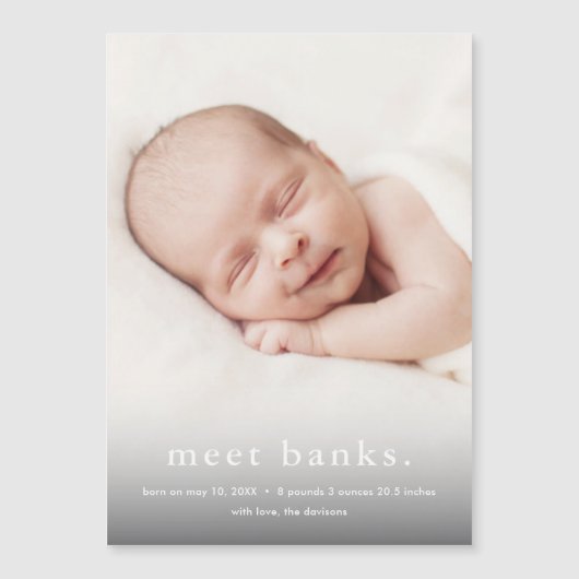 Modernes Baby 3 Foto Geburtserklärung Magneteinladung (Vorderseite)