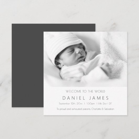 Modernes Baby-Ankündigung Personalisiertes Foto Einladung (Vorne/Hinten)