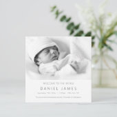 Modernes Baby-Ankündigung Personalisiertes Foto Einladung (Stehend Vorderseite)