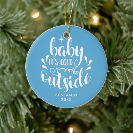 Modernes Baby Baby Baby's First Christmas Foto Keramik Ornament (Baum)
