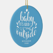 Modernes Baby Baby Baby's First Christmas Foto Keramik Ornament (Rechts)