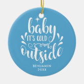 Modernes Baby Baby Baby's First Christmas Foto Keramik Ornament (Vorne)