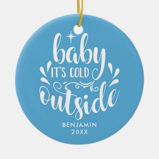 Modernes Baby Baby Baby's First Christmas Foto Keramik Ornament (Vorne)