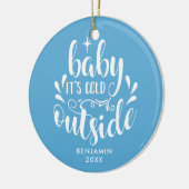 Modernes Baby Baby Baby's First Christmas Foto Keramik Ornament (Links)