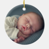 Modernes Baby Baby Baby's First Christmas Foto Keramik Ornament (Hinten)