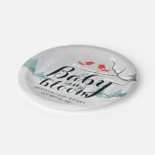 Modernes Baby-Baby mit blühender Schneeszene Pappteller (Schrägansicht)