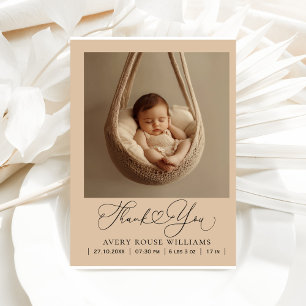 Modernes Baby Birth Ankündigung Foto Vielen Dank Postkarte