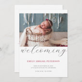 Modernes Baby Birth Foto Einfach Willkommen Ankündigung (Vorne/Hinten)