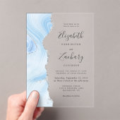 Modernes Baby Blue Silver Agate Wedding Acryleinladungen (Insitu (Handheld))
