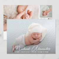 Modernes Baby Boy Foto Geburtsankündigung