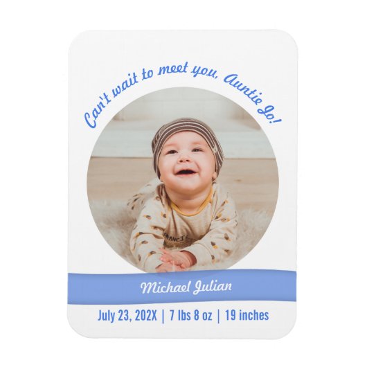 Modernes Baby Boy Foto Geburtshilfeprogramm Magnet (Vertikal)