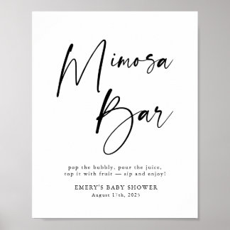Modernes Baby Duschbad Mimosa Bar Sign Poster