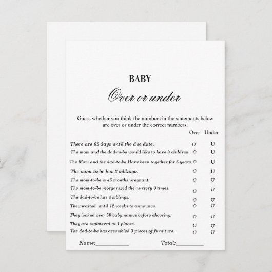 Modernes Baby-Duschspiel im Spiel oder im Spiel Postkarte (Vorne/Hinten)