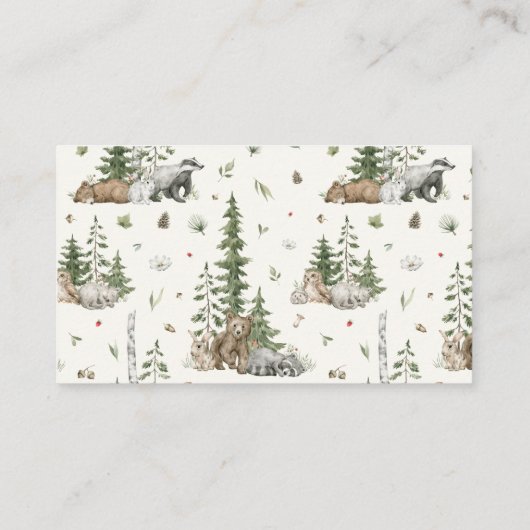 Modernes Baby Duwer Geschenk Registrierung Woodlan Visitenkarte (Rückseite)