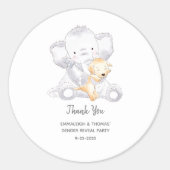 Modernes Baby Elephant und Hund Vielen Dank Runder Aufkleber (Vorderseite)