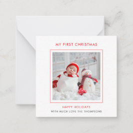Modernes Baby First Christmas Foto Holiday Mitteilungskarte