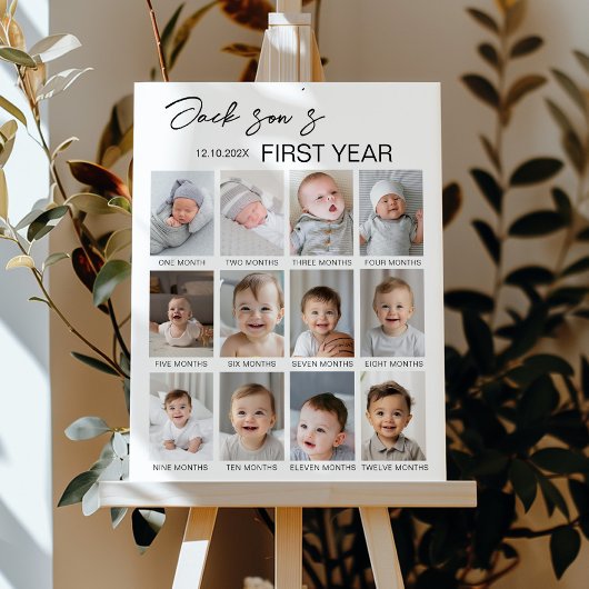 Modernes Baby Foto 1. Geburtstag Milestone Zeichen Poster