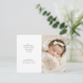Modernes Baby Foto Birth Ankündigungspostkarte (Stehend Vorderseite)