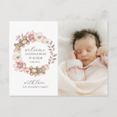 Modernes Baby Foto Birth Ankündigungspostkarte (Vorderseite)