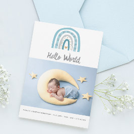 Modernes Baby Foto Blue Rainbow Birth Ankündigung