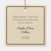 Modernes Baby Foto Christmas Champagne Gold Script Keramikornament (Rückseite)