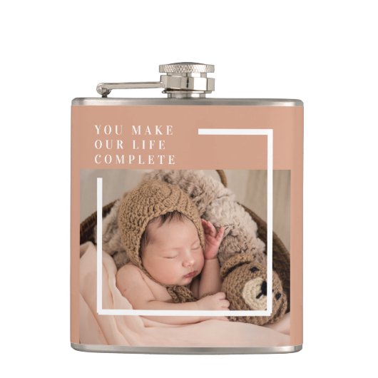 Modernes Baby-Foto | Du machst mein Leben ein komp Flachmann (Vorderseite)