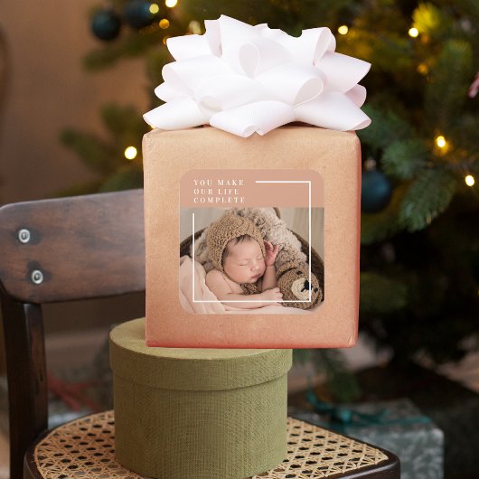 Modernes Baby-Foto | Du machst mein Leben ein komp Quadratischer Aufkleber