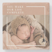 Modernes Baby-Foto | Du machst mein Leben ein komp Steinuntersetzer (Vorderseite)