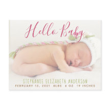 Modernes Baby Foto Geburtsankündigung Postkarte