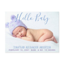 Modernes Baby Foto Geburtsankündigung Postkarte