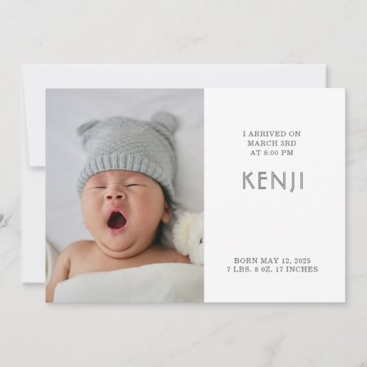 Modernes Baby-Foto - Geburtserklärung (Vorderseite)
