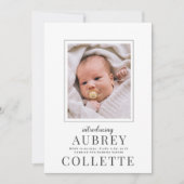 Modernes Baby-Foto - Geburtserklärung (Vorderseite)