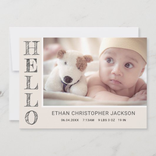 Modernes Baby-Foto Moderne Geburtsankündigung Ankündigung (Vorderseite)