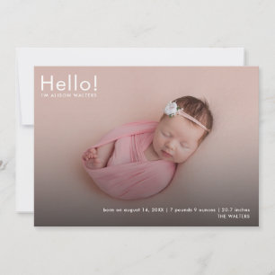 Modernes Baby Foto Name Stats Birth Ankündigung