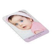 Modernes Baby-Foto | Pastell Lila Magnet (Rechte Seite)