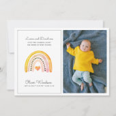 Modernes Baby Foto Rainbow Birth Ankündigung (Vorderseite)