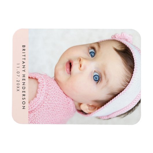 Modernes Baby-Foto | Rosa Magnet (Horizontal)