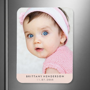 Modernes Baby-Foto Rosa Magnet