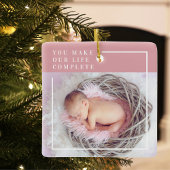 Modernes Baby-Foto | Rosa und Weiß | Angebot Keramikornament