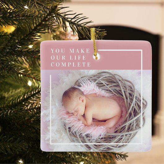 Modernes Baby-Foto | Rosa und Weiß | Angebot Keramikornament