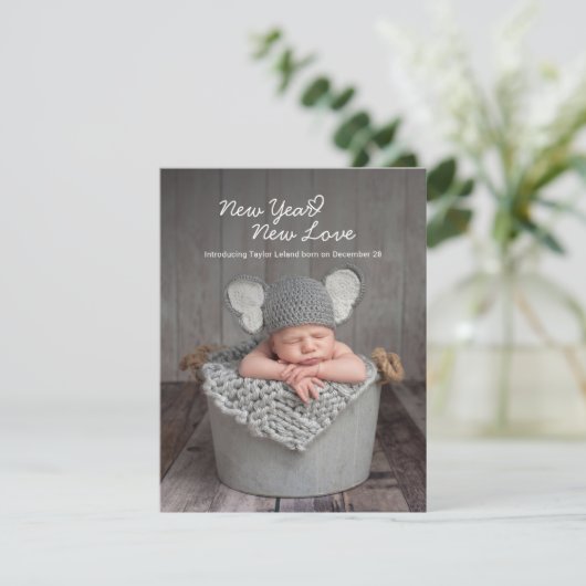 Modernes Baby Foto Script Herbst Ankündigung (Stehend Vorderseite)