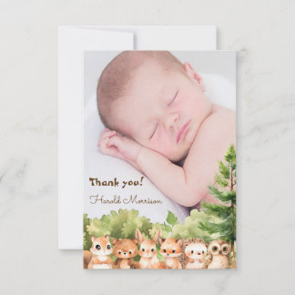 Modernes Baby für Waldtiere Dankeskarte