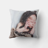 MODERNES Baby-Geburts-Foto-Andenken-Kissen Kissen (Rückseite)