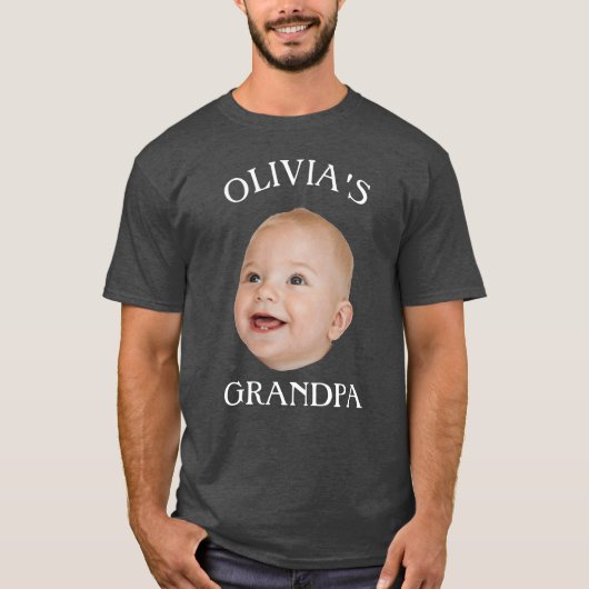 Modernes Baby-Gesicht Personalisiert-Kind-Foto Opa T-Shirt (Vorderseite)