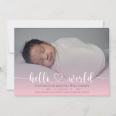 Modernes Baby Girl Announcement Foto Script Ankündigung (Vorderseite)