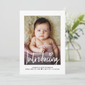 Modernes Baby Girl Birth Ankündigung Foto (Stehend Vorderseite)