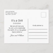 Modernes Baby Girl Foto Geburtsankündigung Postkar Ankündigungspostkarte (Rückseite)