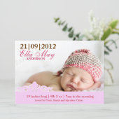 Modernes Baby Girl Foto Geburtserklärung Ankündigung (Stehend Vorderseite)