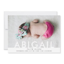 Modernes Baby Girl Foto Geburtsname Ankündigung