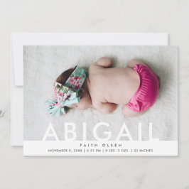 Modernes Baby Girl Foto Geburtsname Ankündigung